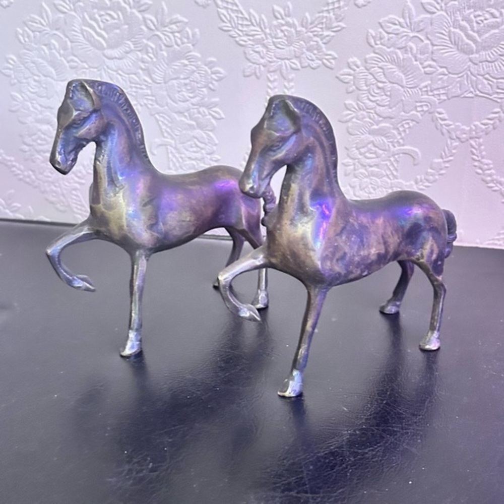 Vintage fabulous brass Mid-Century Prancing Horse Figurine is Circa 1950.